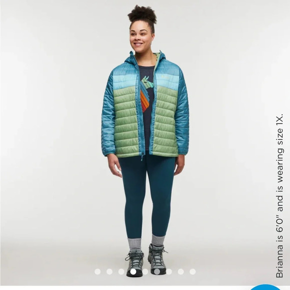 Capa Women's 1X Insulated Hooded Jacket Blue Light Green NWT Puff Puffer Puffy - Picture 13 of 16